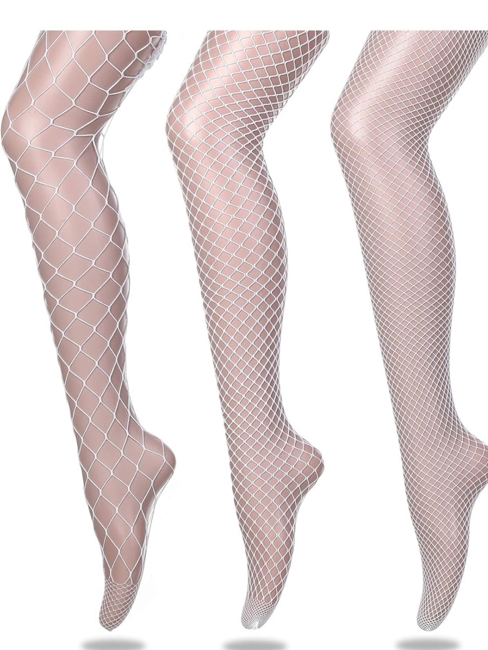 White fishnet stockings - Set of 3